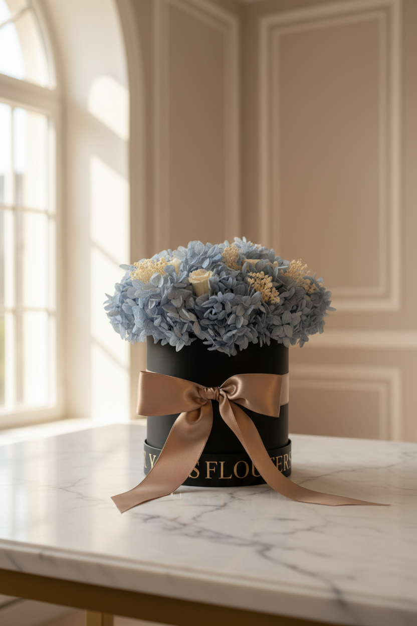 Cielo di Seta – regalo raffinato in fiori naturali preservati, durata fino a 5 anni