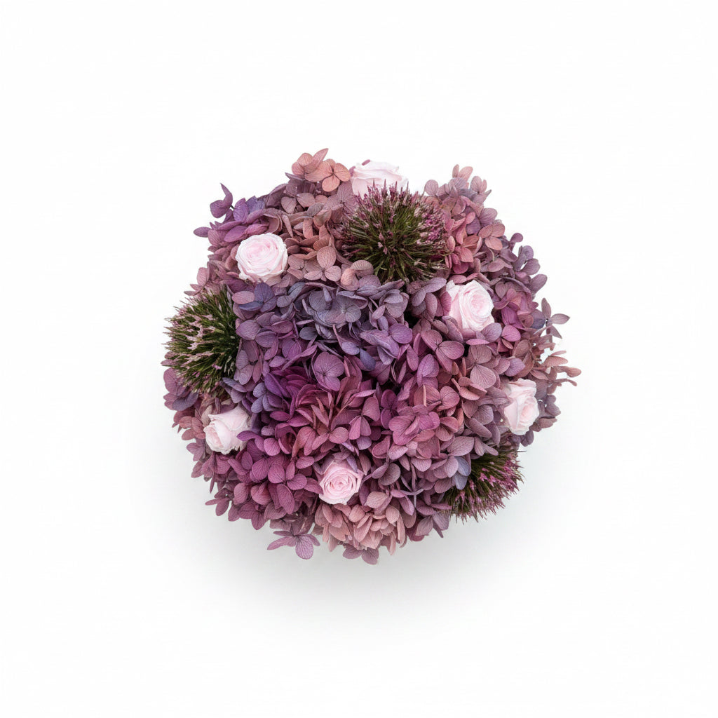 Nuvola di Seta – composizione romantica in fiori stabilizzati – UNICO BOUQUET